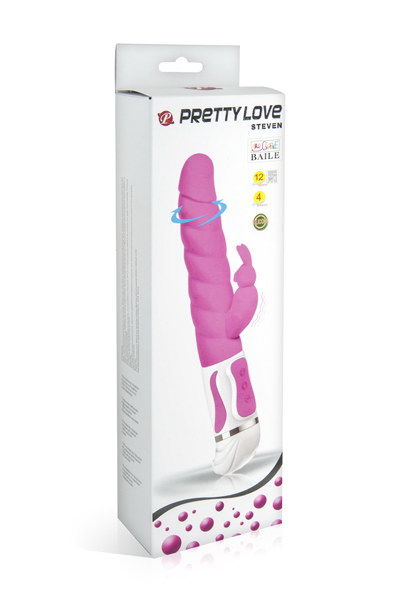 High Tech-Smart Steven Rabbit Rosa-Silicone, 12 velocità, Silenziosi — PRETTY LOVE · Vibratori (immagine 7)