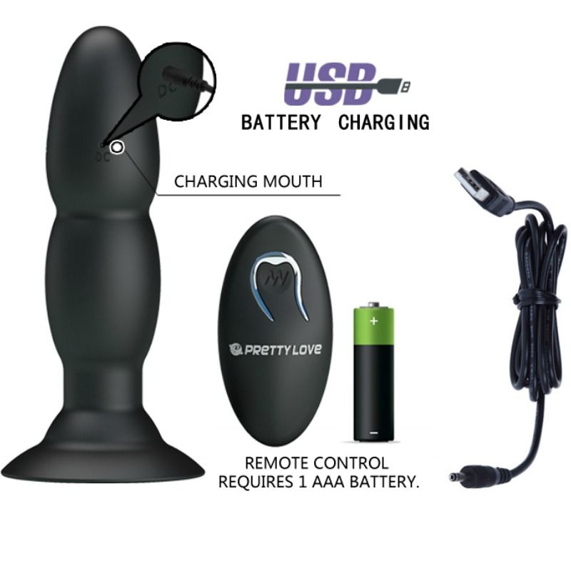 Remote Control-Plug Vibratore Rotativo con Telecomando-Silicone, 3 — PRETTY LOVE · Accessori BDSM (immagine 3)