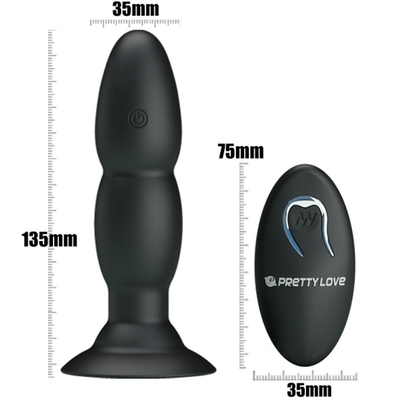 Remote Control-Plug Vibratore Rotativo con Telecomando-Silicone, 3 — PRETTY LOVE · Accessori BDSM (immagine 4)