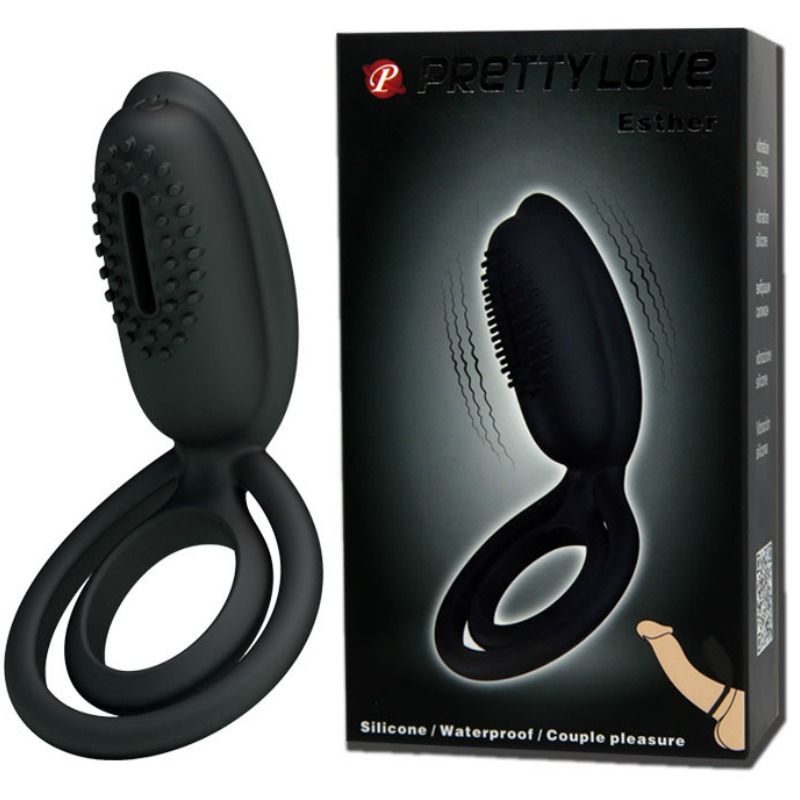For Him-Esther Anello Vibratore con Stimolatore Clitorideo-Silicone — PRETTY LOVE · Anelli & Guaine per pene (imaginea 10)