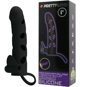 For Him-Guaina Silicone con Vibrazione 15.2 Cm-Waterproof — PRETTY LOVE · Anelli & Guaine per pene (imaginea 3)