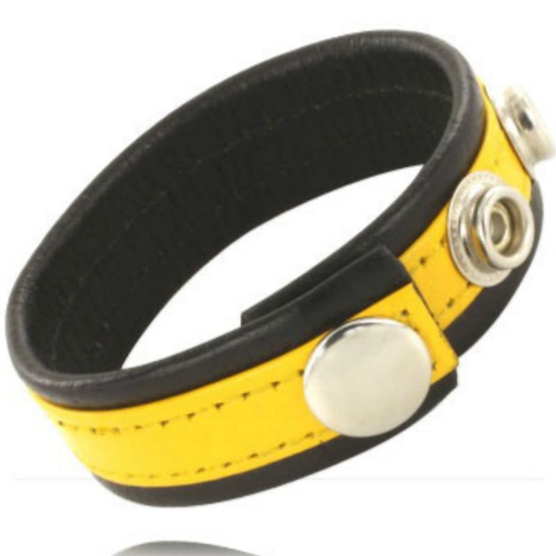 Leather Body-Imbracatura Regolabile in Pelle per Pene Giallo-nero 1 Leather Body-Imbracatura Regolabile in Pelle per Pene Giallo-nero · Accessori BDSM