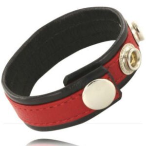 Leather Body-Cinturino regolabile in pelle per pene Rosso-nero