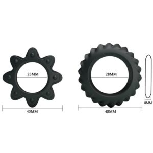 Baile For Him-Kit 2 Anelli di Fiore in Silicone, sommergibili · Anelli & Guaine per pene (imaginea 5)