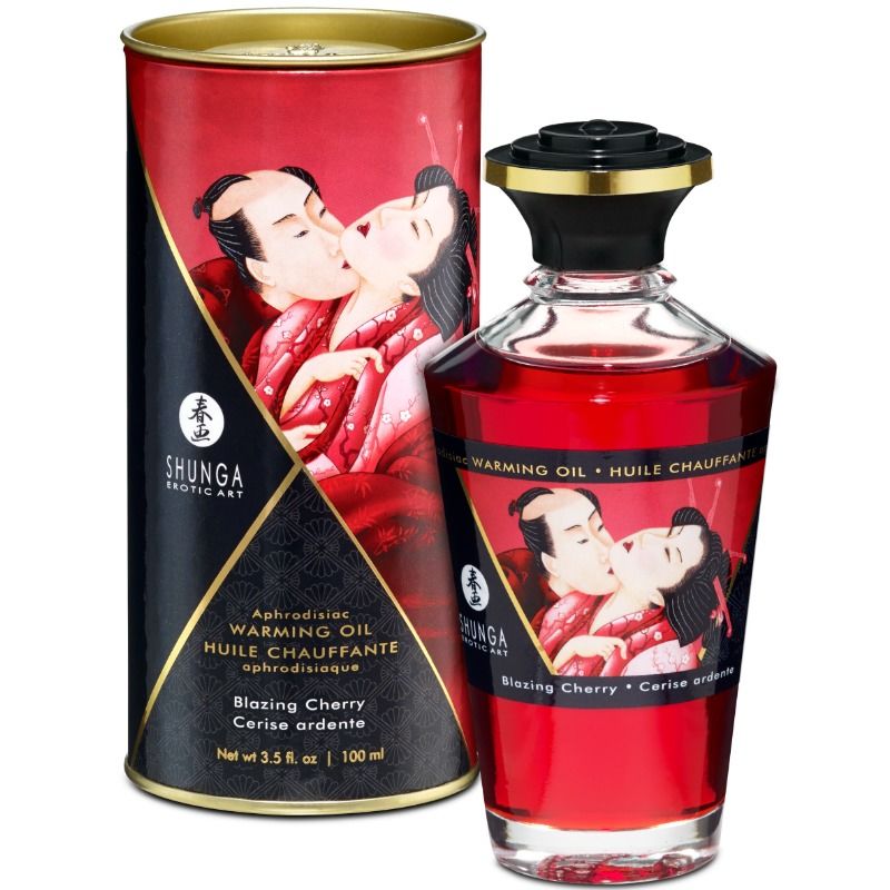 Shunga Oils-Olio da Massaggio Effetto Riscaldante Sapore Intenso Ciliegia