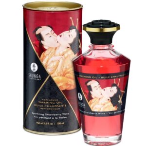 Shunga Oils-Olio da Massaggio Sapore Fragole con Cava, Effetto Calorico