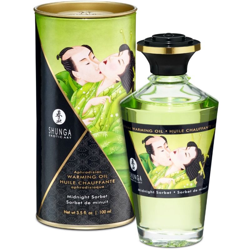 Shunga Oils-Olio da massaggio con effetto riscaldante Midnight Sorbet