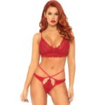 Leg Avenue-Set di 2 pezzi di pizzo con bretelle incrociate · Lingerie sexy donna