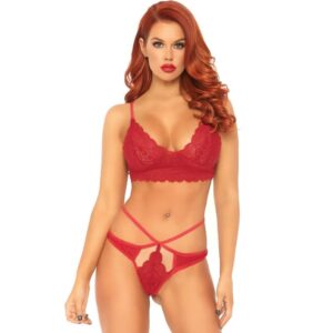 Leg Avenue-Set di 2 pezzi di pizzo con bretelle incrociate · Lingerie sexy donna