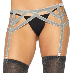 Leg Avenue Accessories-Giarrettiera elastica Lurex Argento One Size · Lingerie sexy donna