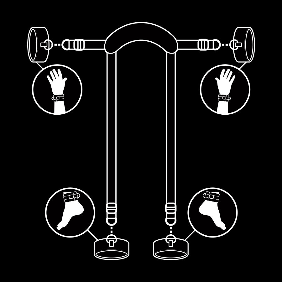 Fetish Submissive Bondage-Master Position con 4 Manette Imbottite · Accessori BDSM (immagine 6)