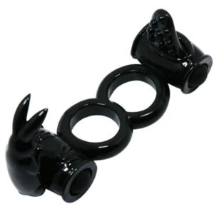 Baile For Him-Sweet Ring Anello Vibrante Doppio con Due Conigli-TPR