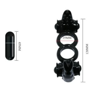 Baile For Him-Sweet Ring Anello Vibrante Doppio con Due Conigli-TPR · Anelli & Guaine per pene (imaginea 3)