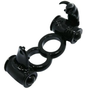 Baile For Him-Sweet Ring Anello Vibrante Doppio con Due Conigli-TPR · Anelli & Guaine per pene (imaginea 4)