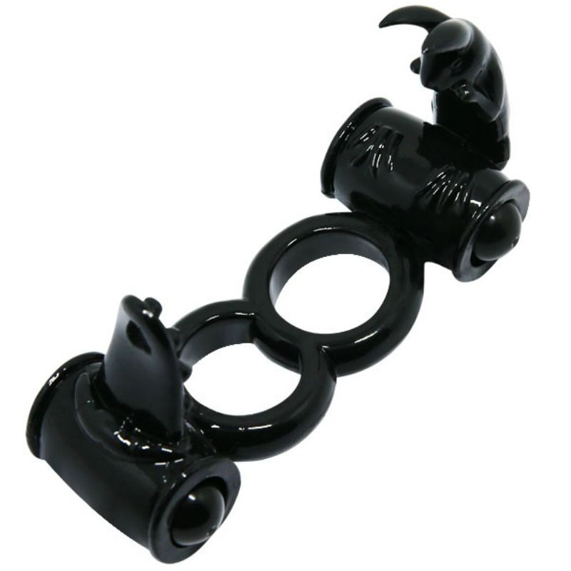 Baile For Him-Sweet Ring Anello Vibrante Doppio con Due Conigli-TPR · Anelli & Guaine per pene (imaginea 4)