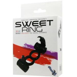 Baile For Him-Sweet Ring Anello Vibrante Doppio con Due Conigli-TPR · Anelli & Guaine per pene (imaginea 5)