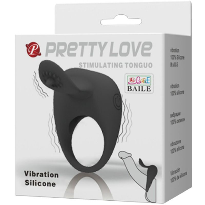 For Him-Anello vibrante con lingua-silicone, silenzioso — PRETTY LOVE · Anelli & Guaine per pene (imaginea 7)