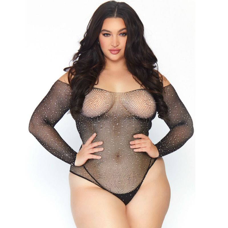 Leg Avenue-Bodystocking di Rete di Cristallo 1X-2X 1 Leg Avenue-Bodystocking di Rete di Cristallo 1X-2X · Lingerie sexy donna