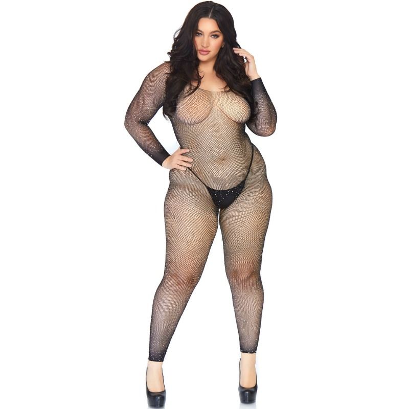 Leg Avenue Bodystockings-Bodystocking Rete Cristallizzata 1X-2X