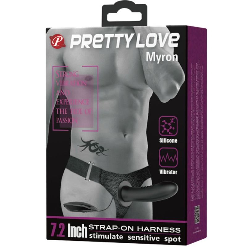 Harness Collection-Myron Strap-on con Vibrazione e Dildo Gol-Silicone — PRETTY LOVE · Anelli & Guaine per pene (imaginea 6)