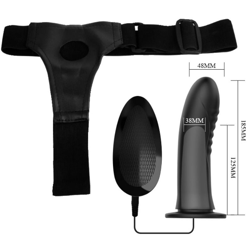 Harness Collection-Myron Strap-on con Vibrazione e Dildo Gol-Silicone — PRETTY LOVE · Anelli & Guaine per pene (imaginea 5)