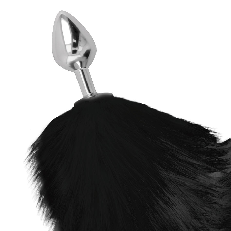 Darkness Anal-Plug anale Argento 8 cm con Coda Nera · Accessori BDSM (immagine 2)