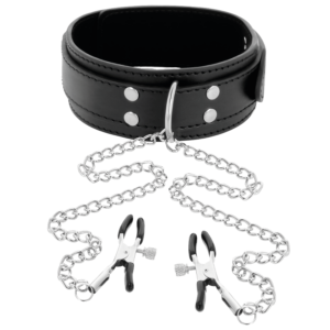 Darkness Bondage-Collana con morsetti per capezzoli, Nero-Metal · Accessori BDSM (imaginea 5)