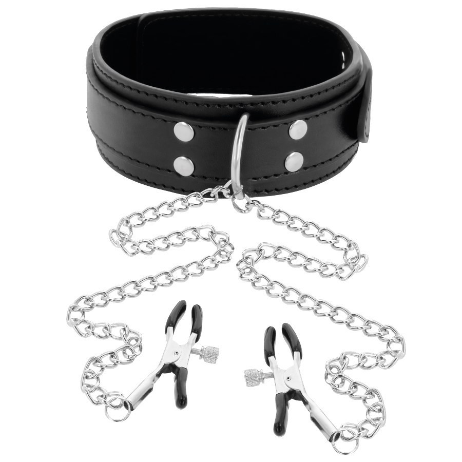 Darkness Bondage-Collana con morsetti per capezzoli, Nero-Metal · Accessori BDSM (imaginea 5)