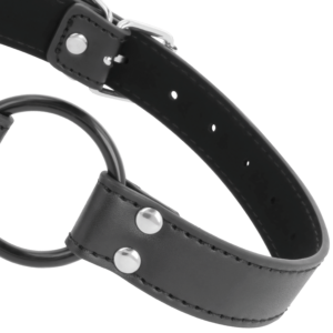 Darkness Bondage-Gag con Anello Diametro 3.6 cm-Pelle Ecologica · Bondage & Manette (imaginea 4)