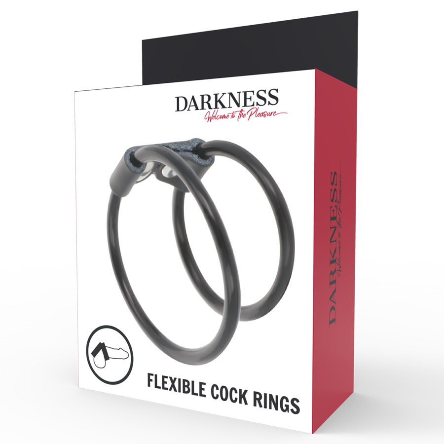 Darkness Sensations-Anello fallico Doppio Flessibile-Pelle Ecologica · Anelli & Guaine per pene (imaginea 4)