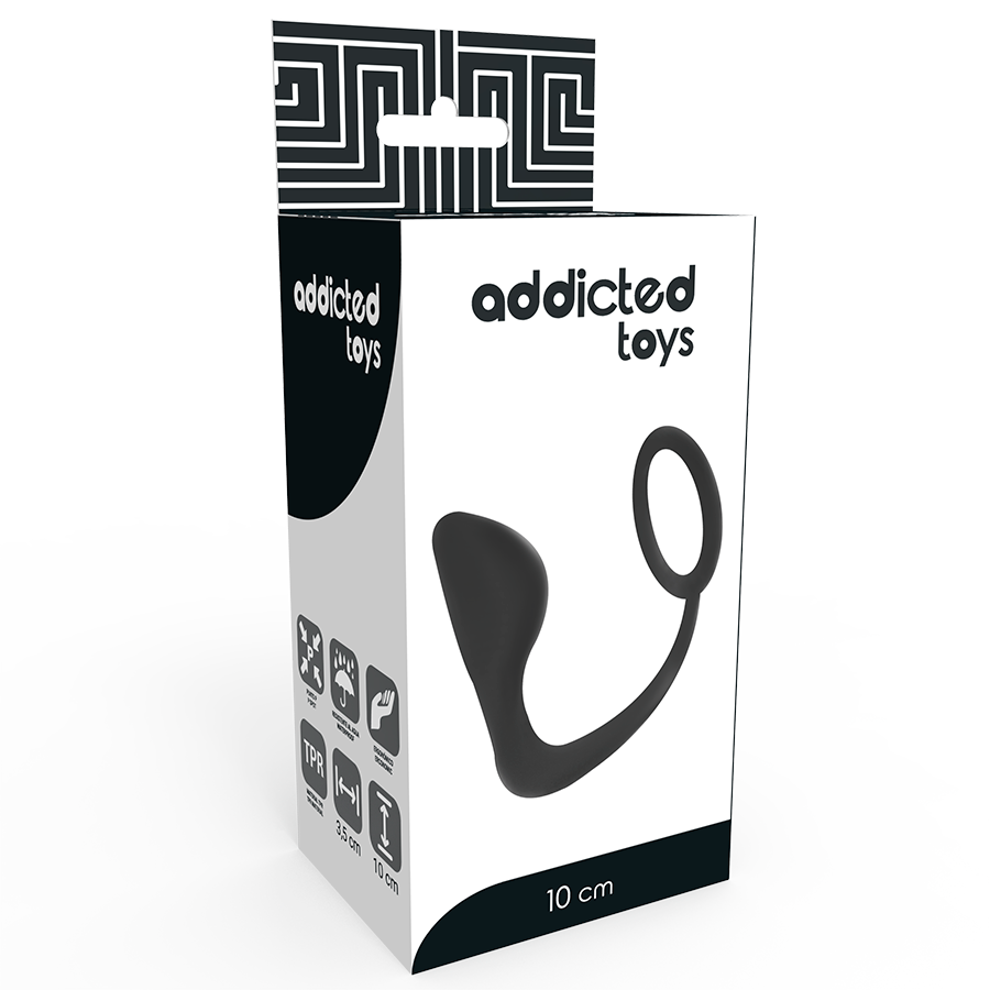 Addicted Toys-Dop Anal cu Inel Penian Negru-TPR · Accesorii BDSM (imaginea 4)