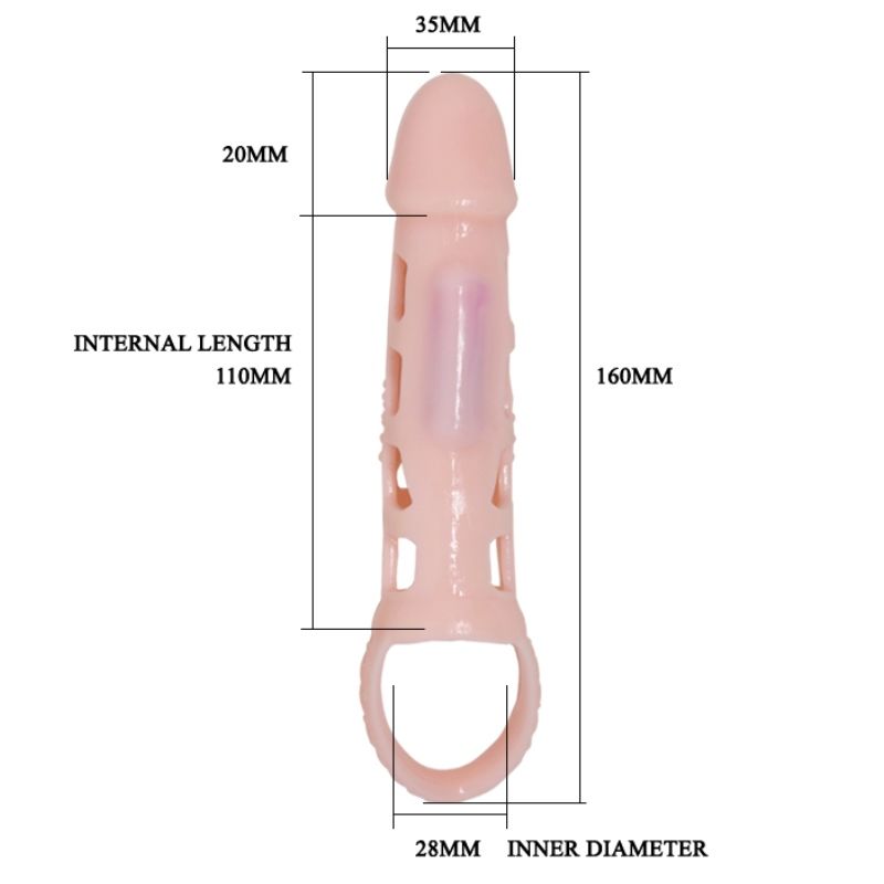 Baile For Him-Guaina Extender Pene con Vibrazione e Cintura Naturale · Anelli & Guaine per pene (imaginea 5)