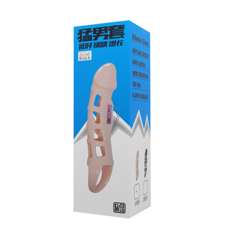 Baile For Him-Guaina Extender Pene con Vibrazione e Cintura Naturale · Anelli & Guaine per pene (imaginea 7)