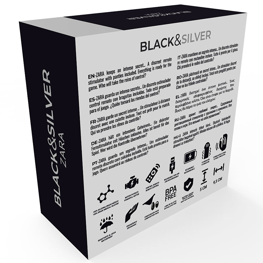 Black&silver-Zara Stimolatore Ricaricabile con Telecomando 5 Black&silver-Zara Stimolatore Ricaricabile con Telecomando — BLACK&SILVER · Vibratori (imaginea 5)