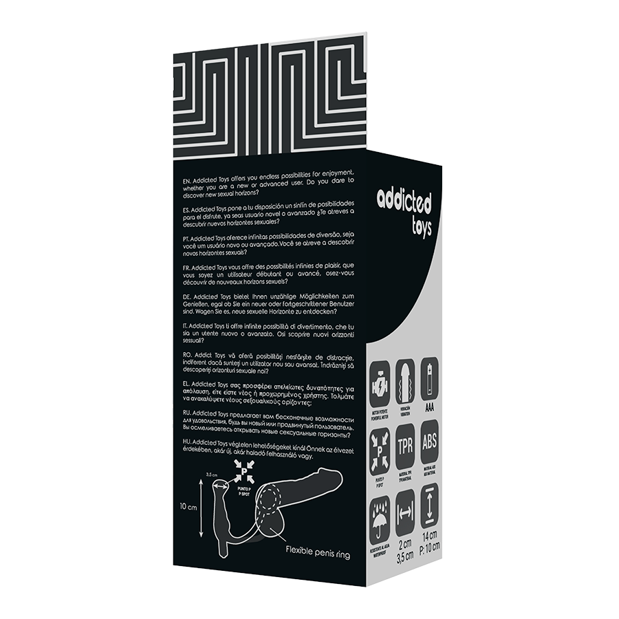 Addicted Toys-Vibratore Prost Tico Black 10 cm-Silicone · Anelli & Guaine per pene (imaginea 5)