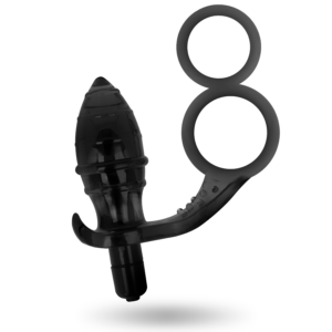 Addicted Toys-Plug anale con doppio anello Nero-TPR · Accessori BDSM