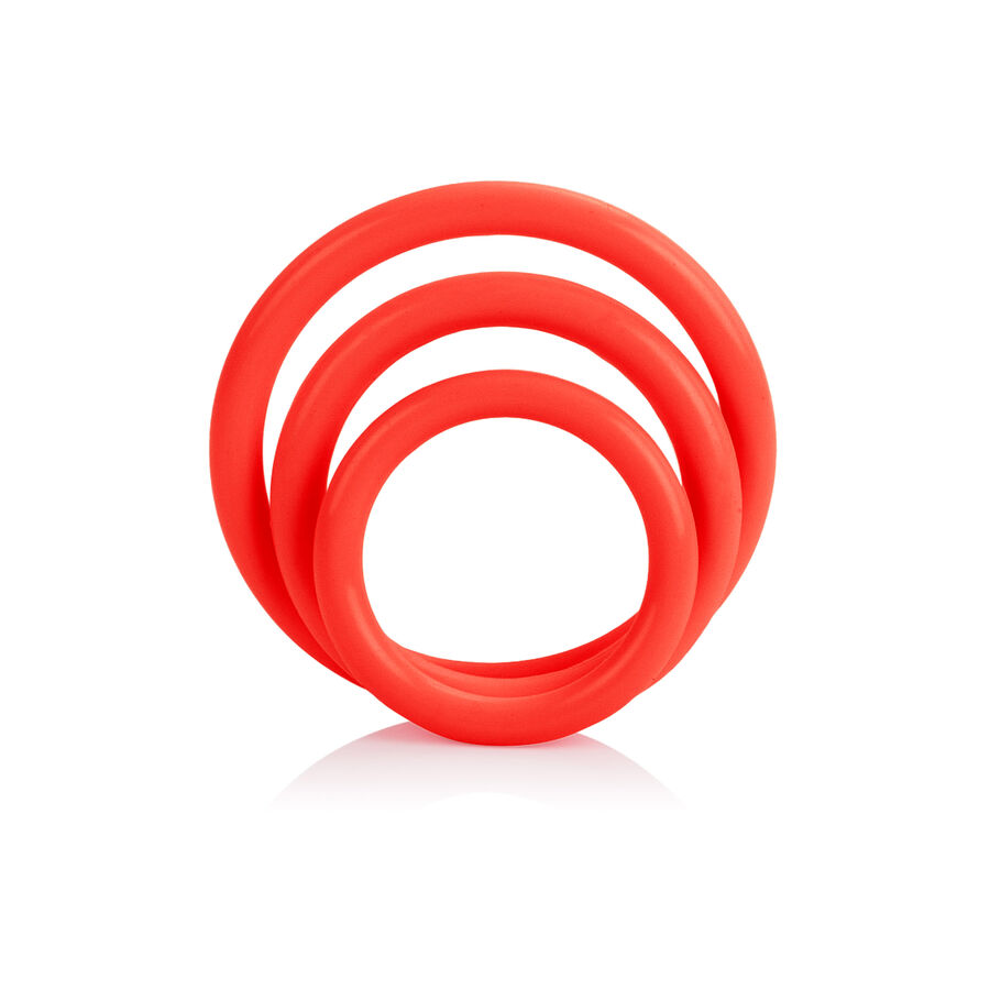 Calexotics-Tri-rings Set Rosso-Silicone 2 Calexotics-Tri-rings Set Rosso-Silicone · Anelli & Guaine per pene (imaginea 2)
