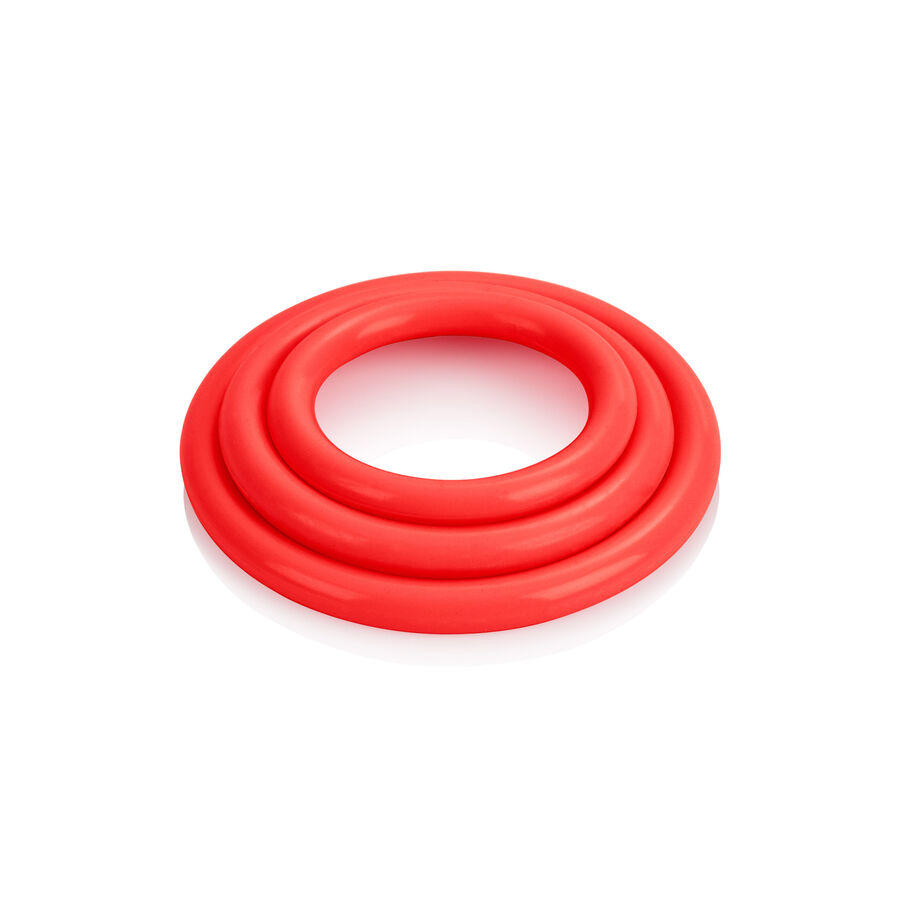 Calexotics-Tri-rings Set Rosso-Silicone 3 Calexotics-Tri-rings Set Rosso-Silicone · Anelli & Guaine per pene (imaginea 3)