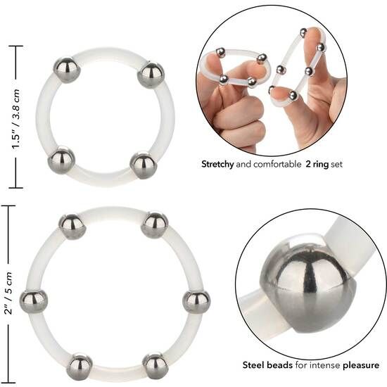 Calexotics-Set di anelli in silicone con perle d'acciaio · Anelli & Guaine per pene (immagine 4)
