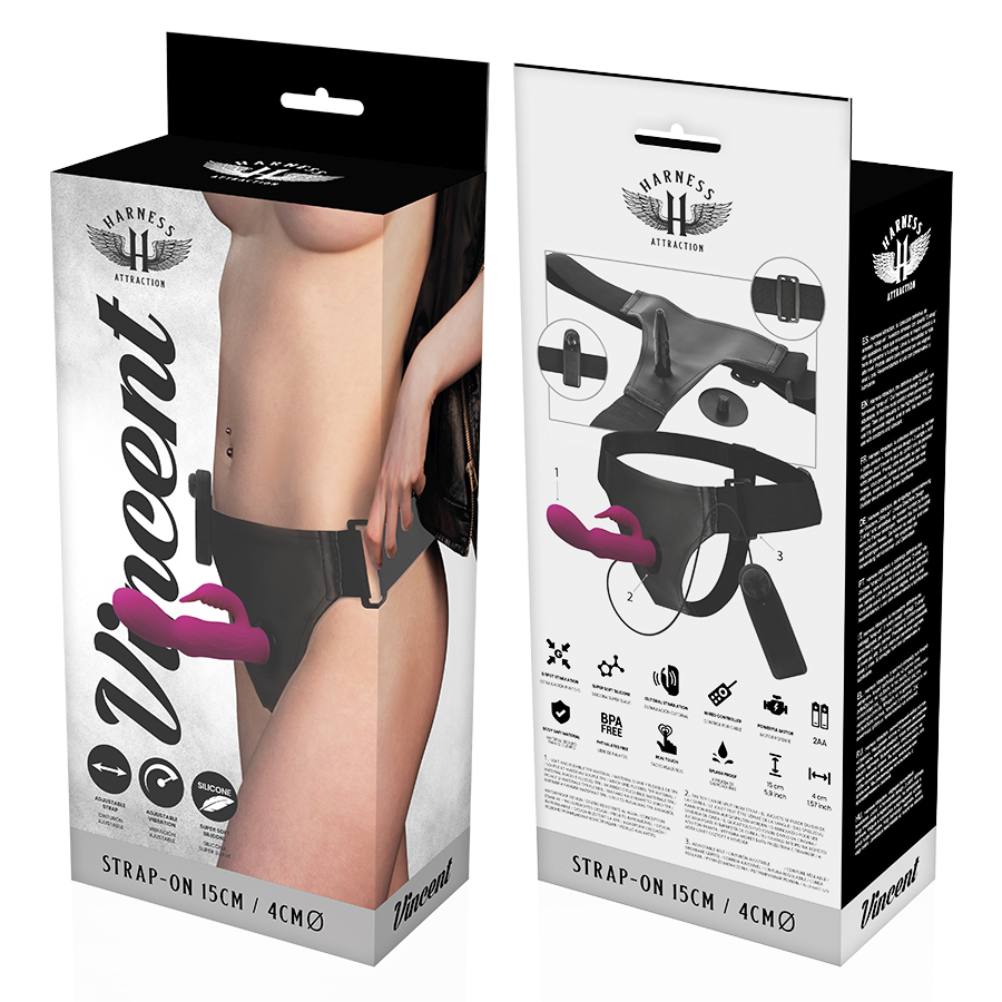 Harness Attraction-Vibratore Rabbit Vincent 15 cm X 4 cm-Rotazione 3 Harness Attraction-Vibratore Rabbit Vincent 15 cm X 4 cm-Rotazione · Strap-on & Imbracature (imaginea 3)