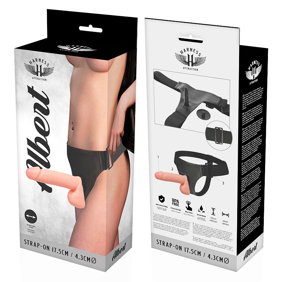 Harness Attraction-Rnes Albert Realistico 17.5 cm -o- 4.3 cm-TPR · Strap-on & Imbracature (immagine 5)