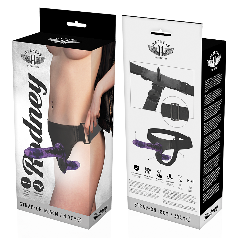 Harness Attraction-Rodney Doppia Penetrazione con Vibratore 18 X 3.5 cm · Strap-on & Imbracature (imaginea 5)