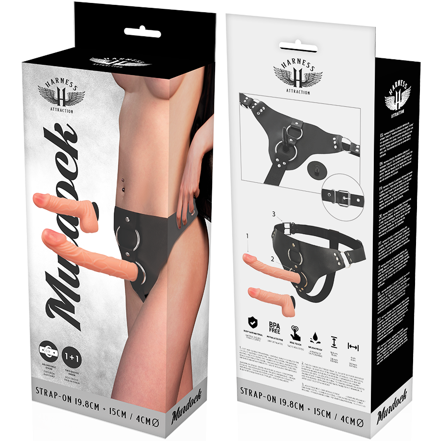 Harness Attraction-Rnes Murdock 19.8 + 15 cm -o- 4 cm-TPR, Rotazione · Strap-on & Imbracature (imaginea 4)