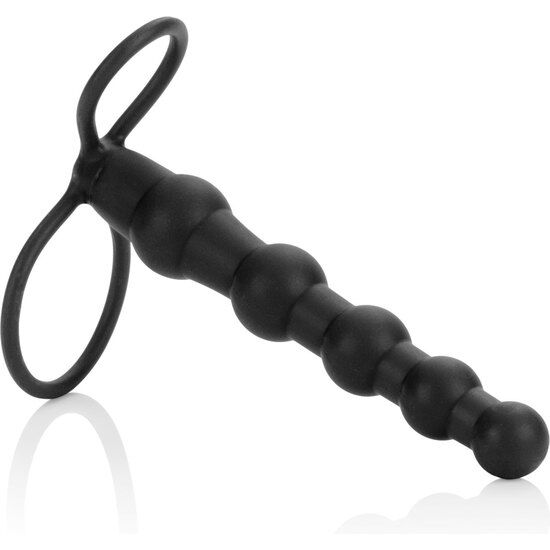 Calexotics-Penetratore doppio con perline Nero-Silicone · Anelli & Guaine per pene