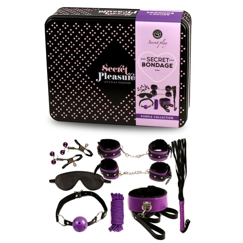 Secretplay 100% Fetish-Bdsm Set 8PCS Purble/Black-Pelle Ecologica · Accessori BDSM (immagine 3)
