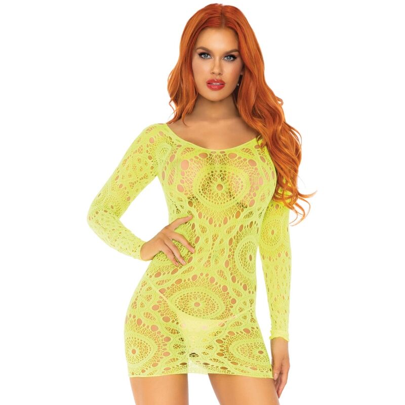 Leg Avenue-Abito Mini Neon in Pizzo Crochetato con Maniche 2 Leg Avenue-Abito Mini Neon in Pizzo Crochetato con Maniche · Lingerie spicy & Bodystocking (imaginea 2)