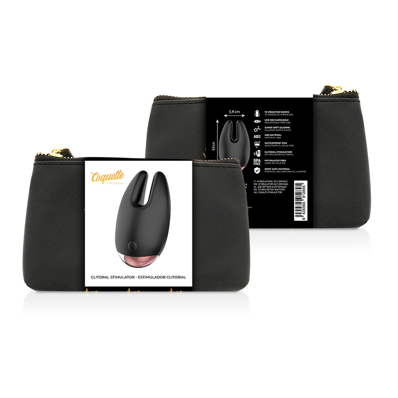 Coquette Toys-Stimolatore clitorideo Nero/Oro-Silicone, 10 velocità 8 Coquette Toys-Stimolatore clitorideo Nero/Oro-Silicone, 10 velocità — COQUETTE CHIC DESIRE · Vibratori (imaginea 8)