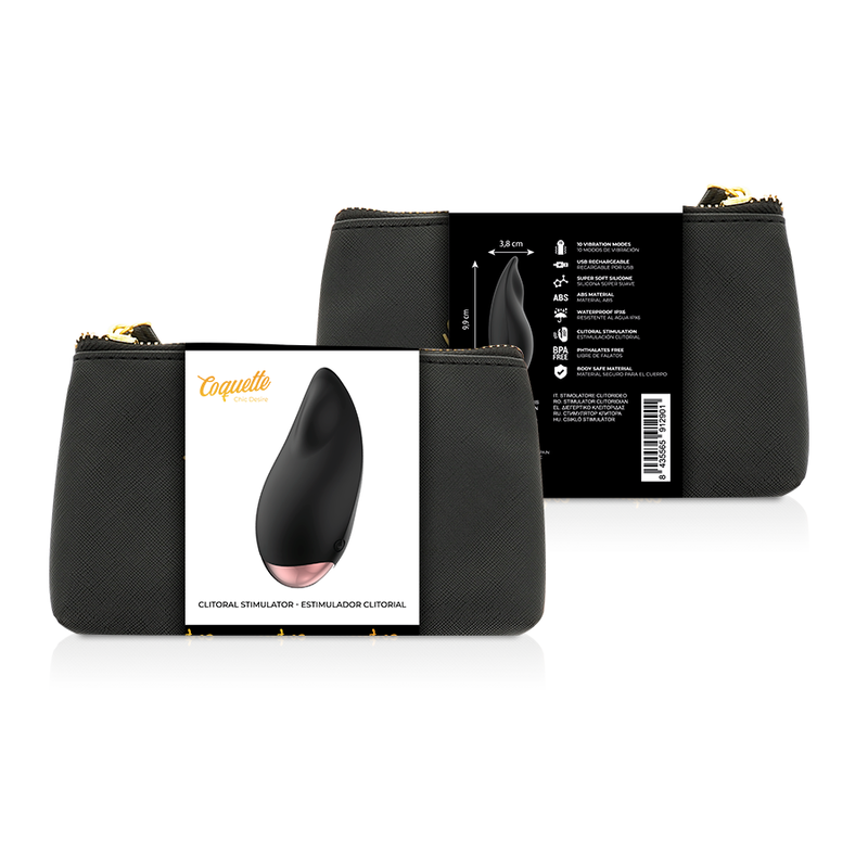 Coquette Toys-Stimolatore clitorideo Nero/Oro Drop-Silicone, 10 velocità — COQUETTE CHIC DESIRE · Vibratori (imaginea 7)