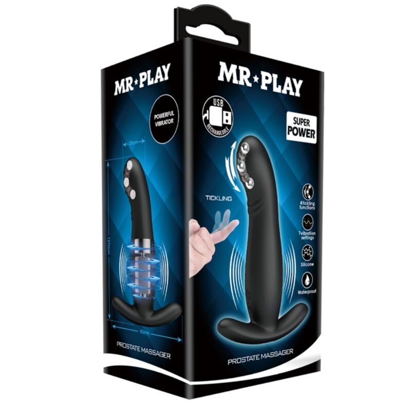 Mr Play-Stimolante Prostatico Ricaricabile Nero-Silicone, 3 velocità 9 Mr Play-Stimolante Prostatico Ricaricabile Nero-Silicone, 3 velocità · Giocattoli anali (imaginea 9)