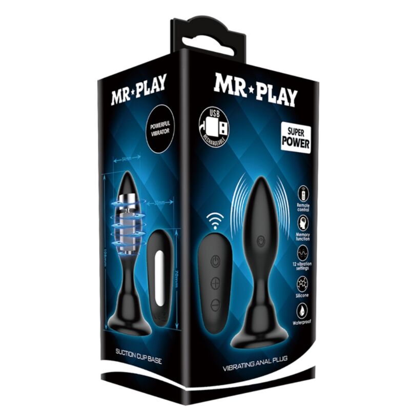 Mr Play-Plug anale Vibratore con telecomando Nero-Silicone, 12 velocità 9 Mr Play-Plug anale Vibratore con telecomando Nero-Silicone, 12 velocità · Giocattoli anali (imaginea 9)